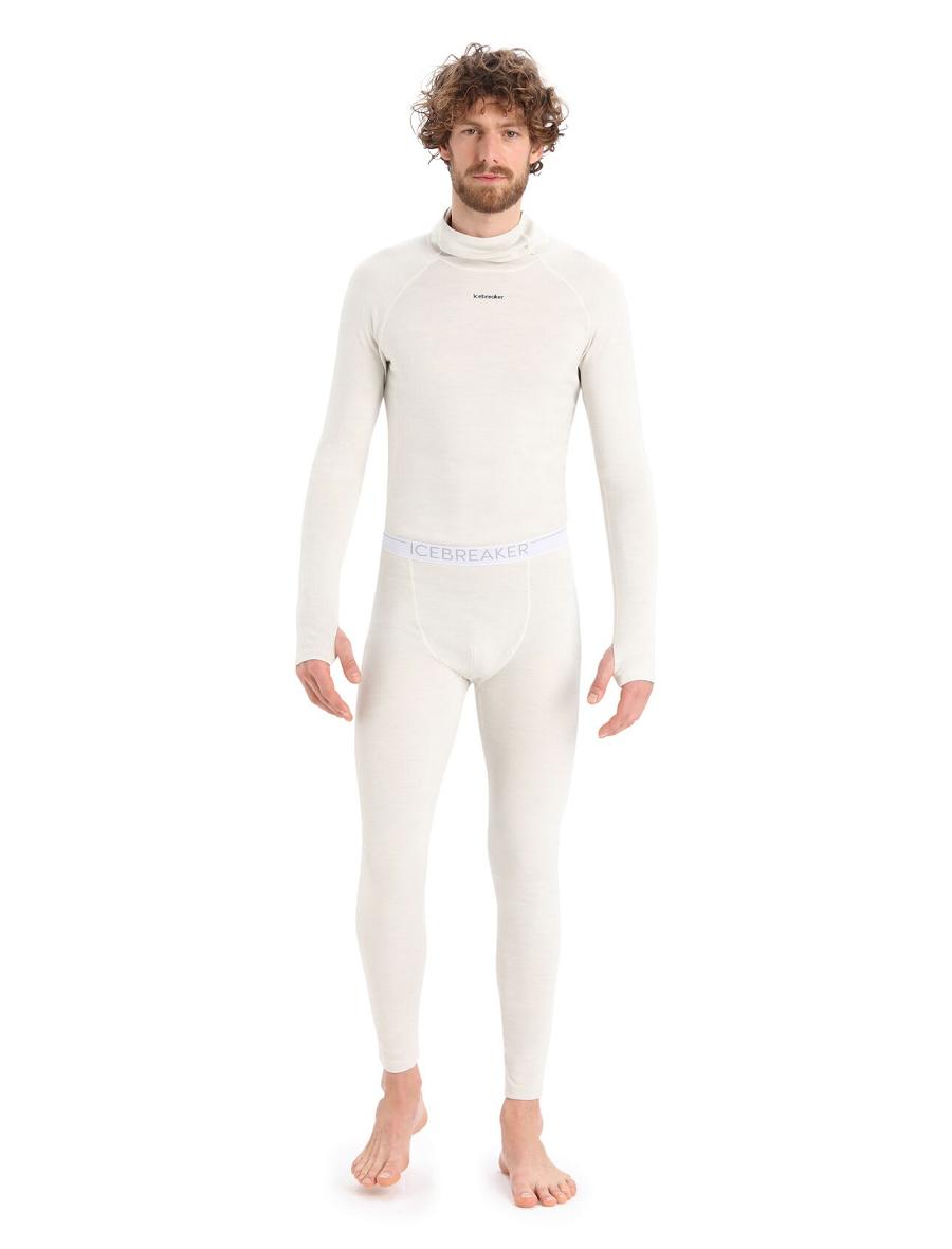 Ecru Heather Men's Icebreaker 15.5 Merino Thermal Leggings Base Layers | USA 1353GSOL